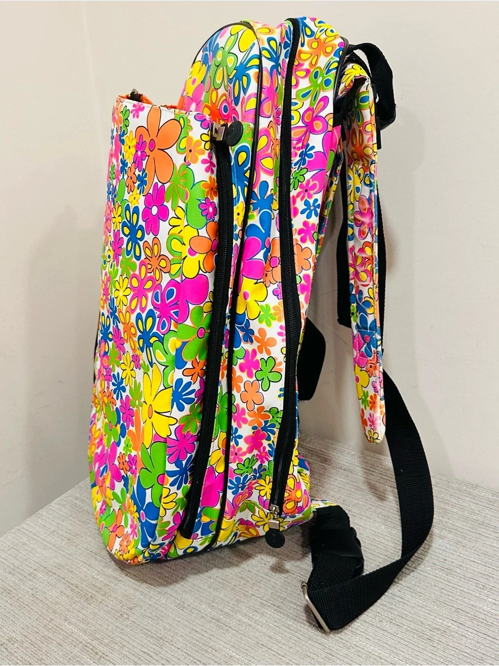 Jetpac Life Is Tennis Backpack Sling Bag 70s Neon Flower Power Lynne Tauchen